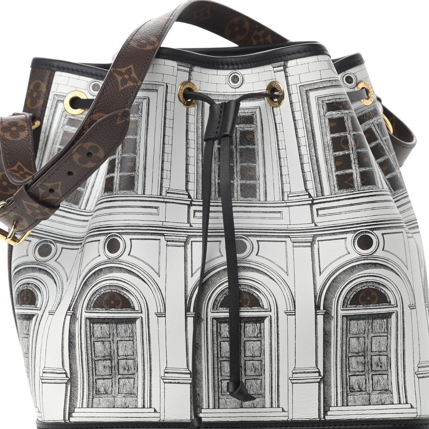 X FORNASETTI Calfskin Architettura Noe MM Black White