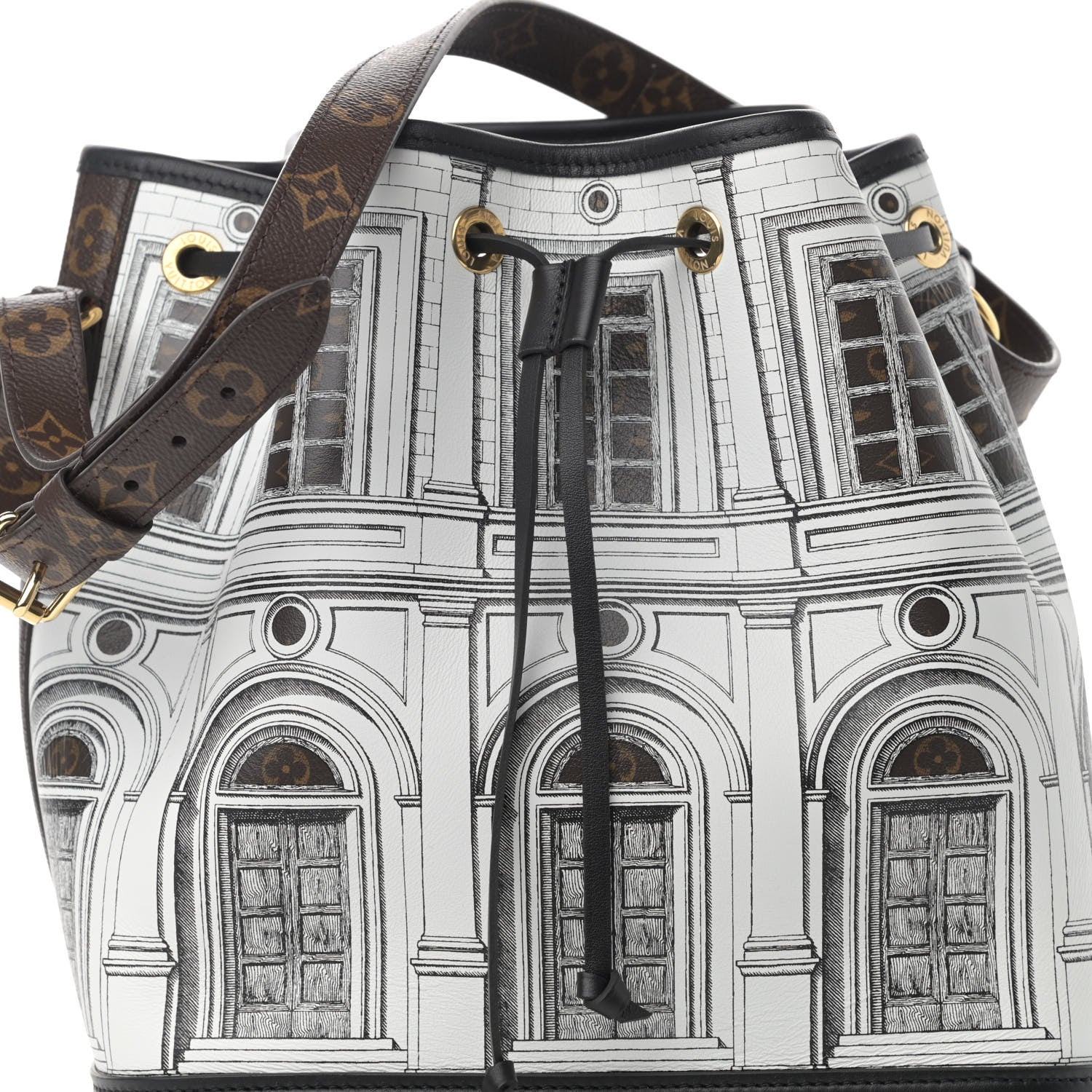 Louis Vuitton X FORNASETTI Calfskin Architettura Noe MM Black White 7 of 12