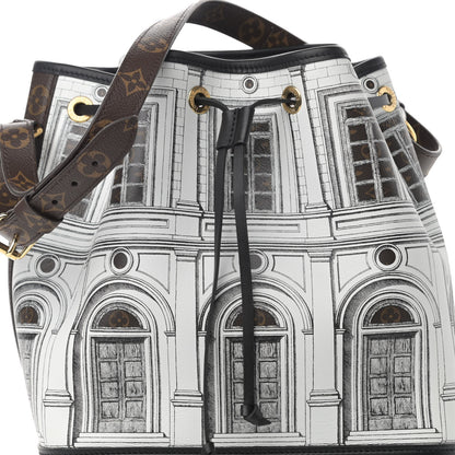 Louis Vuitton X FORNASETTI Calfskin Architettura Noe MM Black White 7 of 12