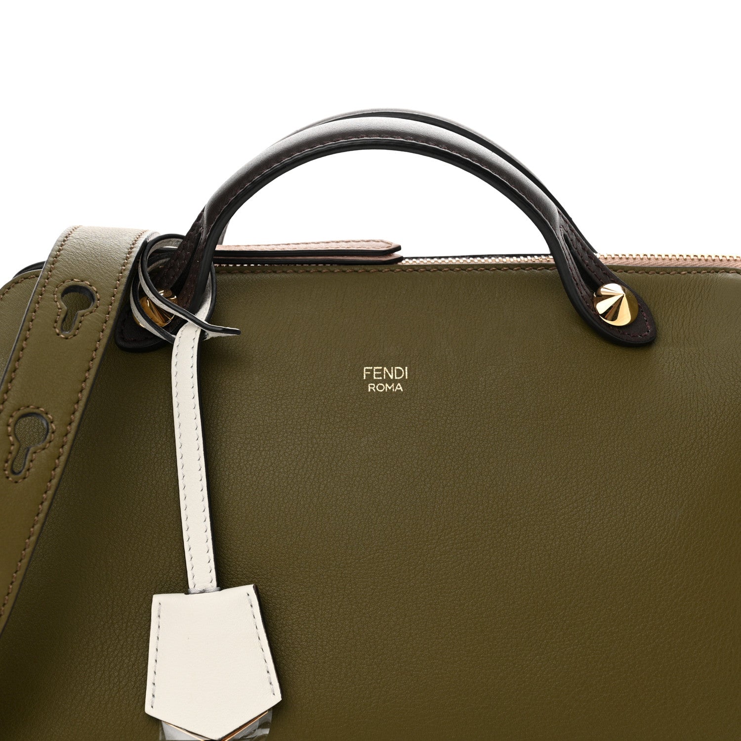 Fendi Vitello Dolce 4 Color Medium By The Way Boston Bag Avocado Plaster White Ice 8 of 11