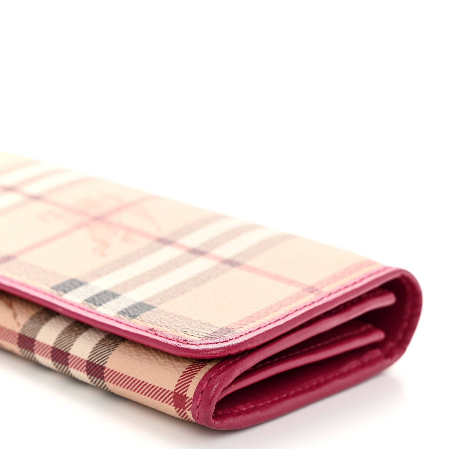 Burberry Haymarket Check Continental Wallet Bright Rhubarb Pink 10 of 10