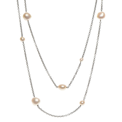 Tiffany Sterling Silver Baroque Pearl Long Necklace 1 of 9