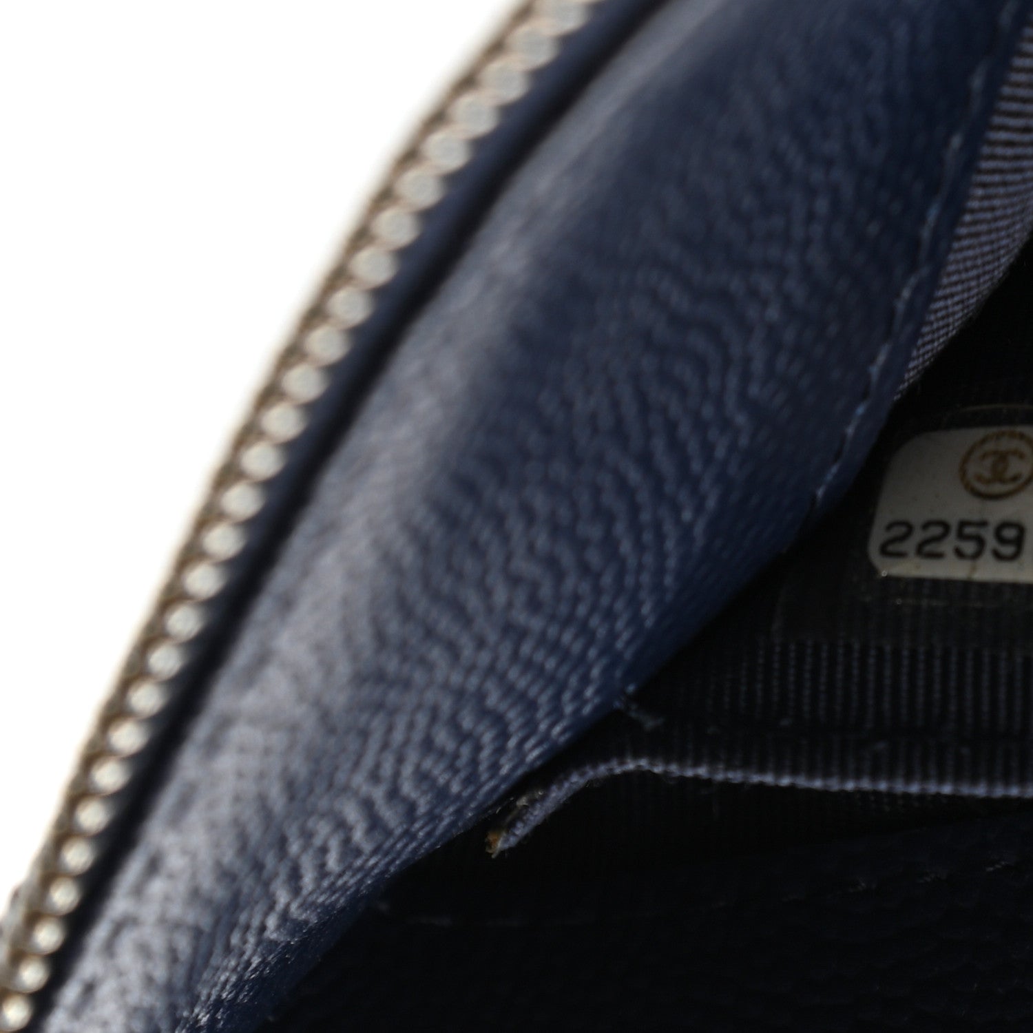 Chanel Caviar Chevron Quilted Small Zipped Pouch Navy 8 of 8