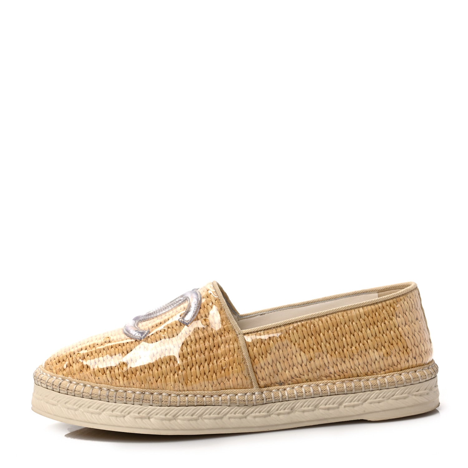 Chanel PVC Raffia CC Espadrilles 38 Beige 1 of 8