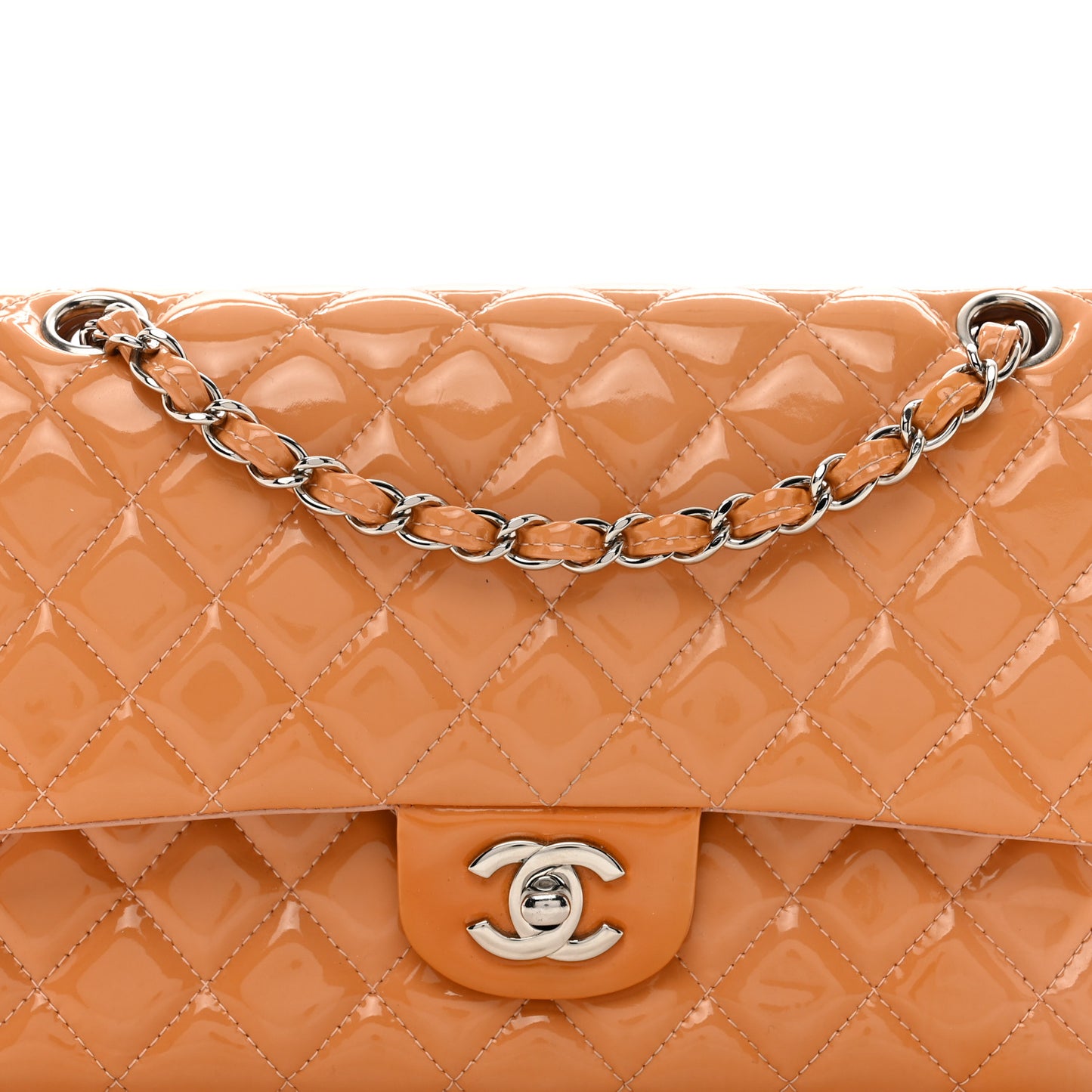Patent Quilted Medium Double Flap Light Pink