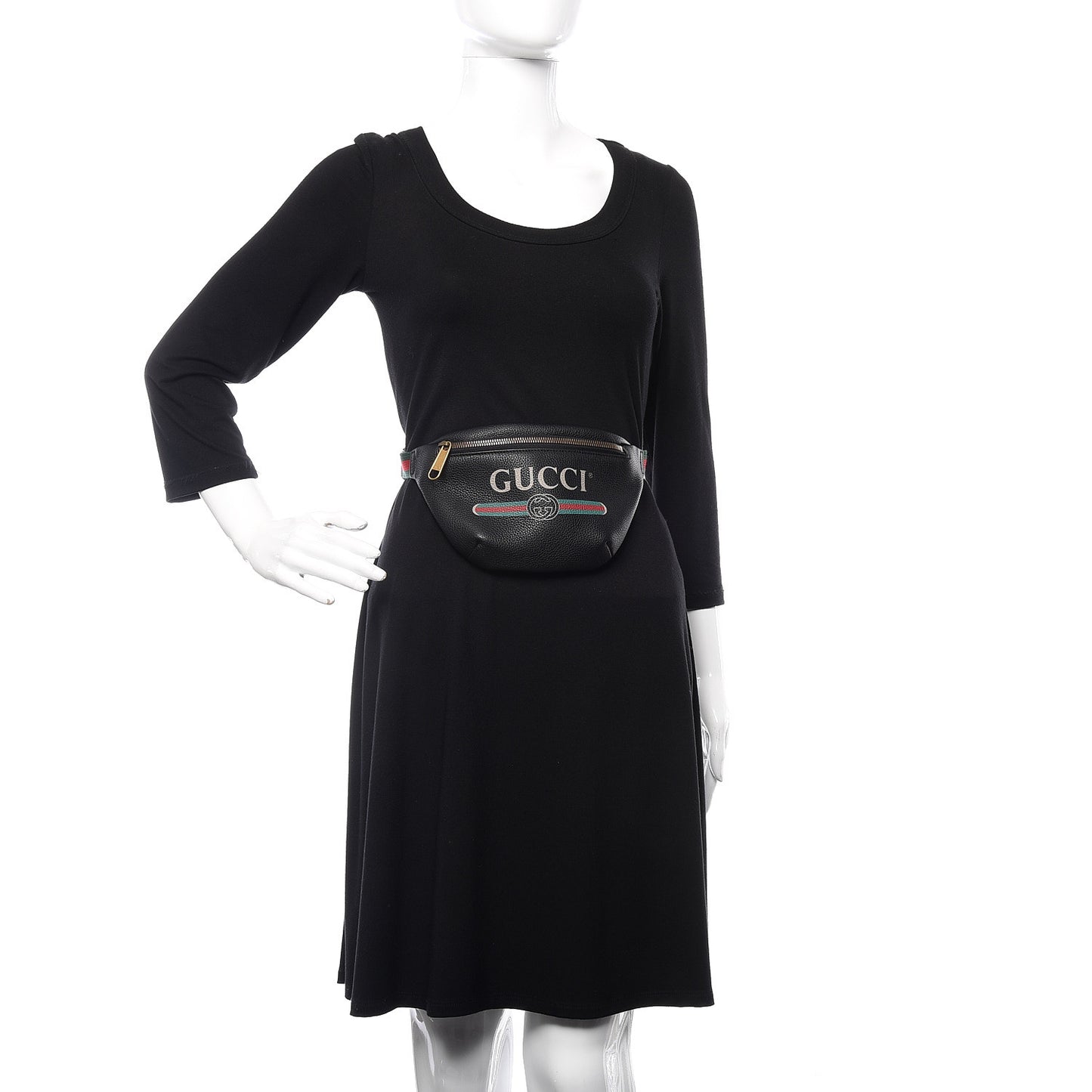 Grained Calfskin Small Logo Belt Bag Black