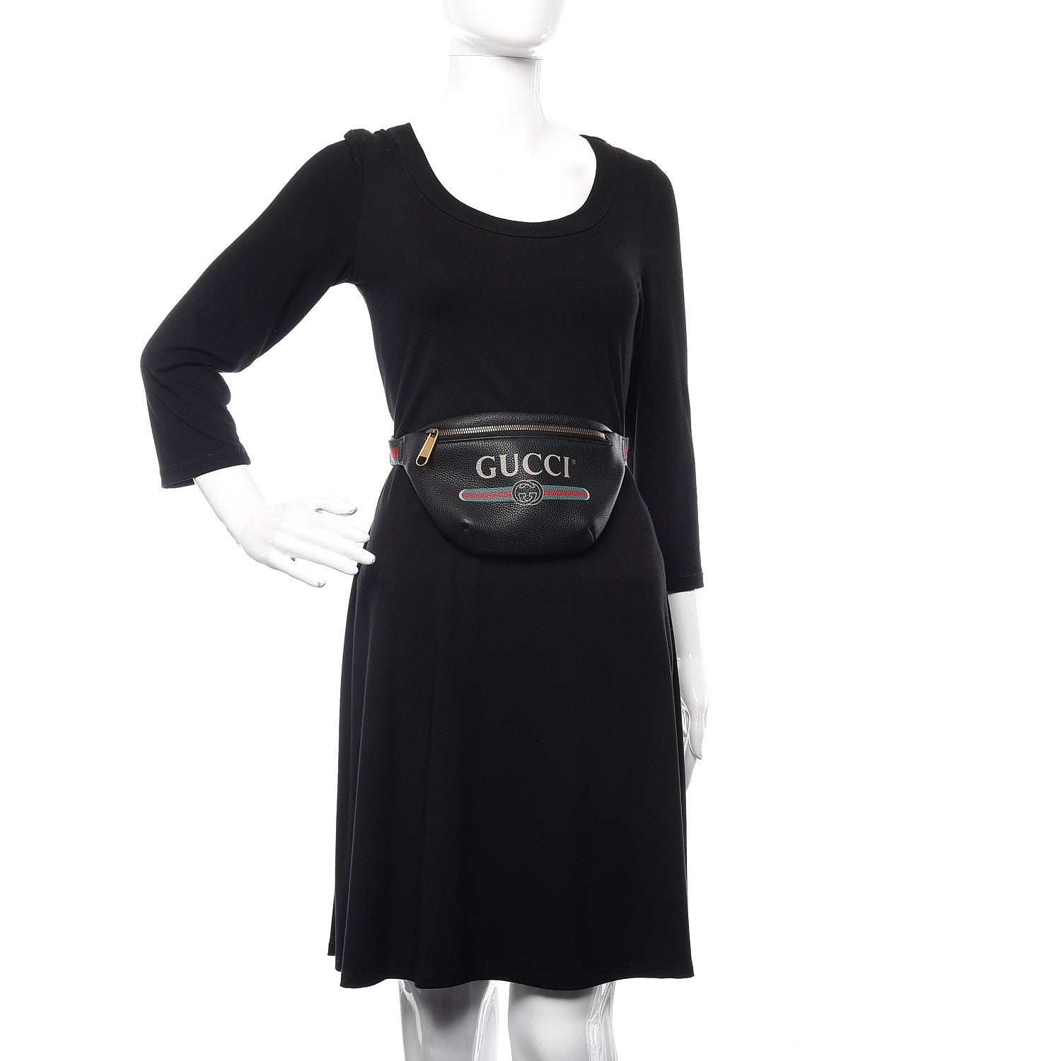 Gucci Grained Calfskin Small Logo Belt Bag Black 2 of 9