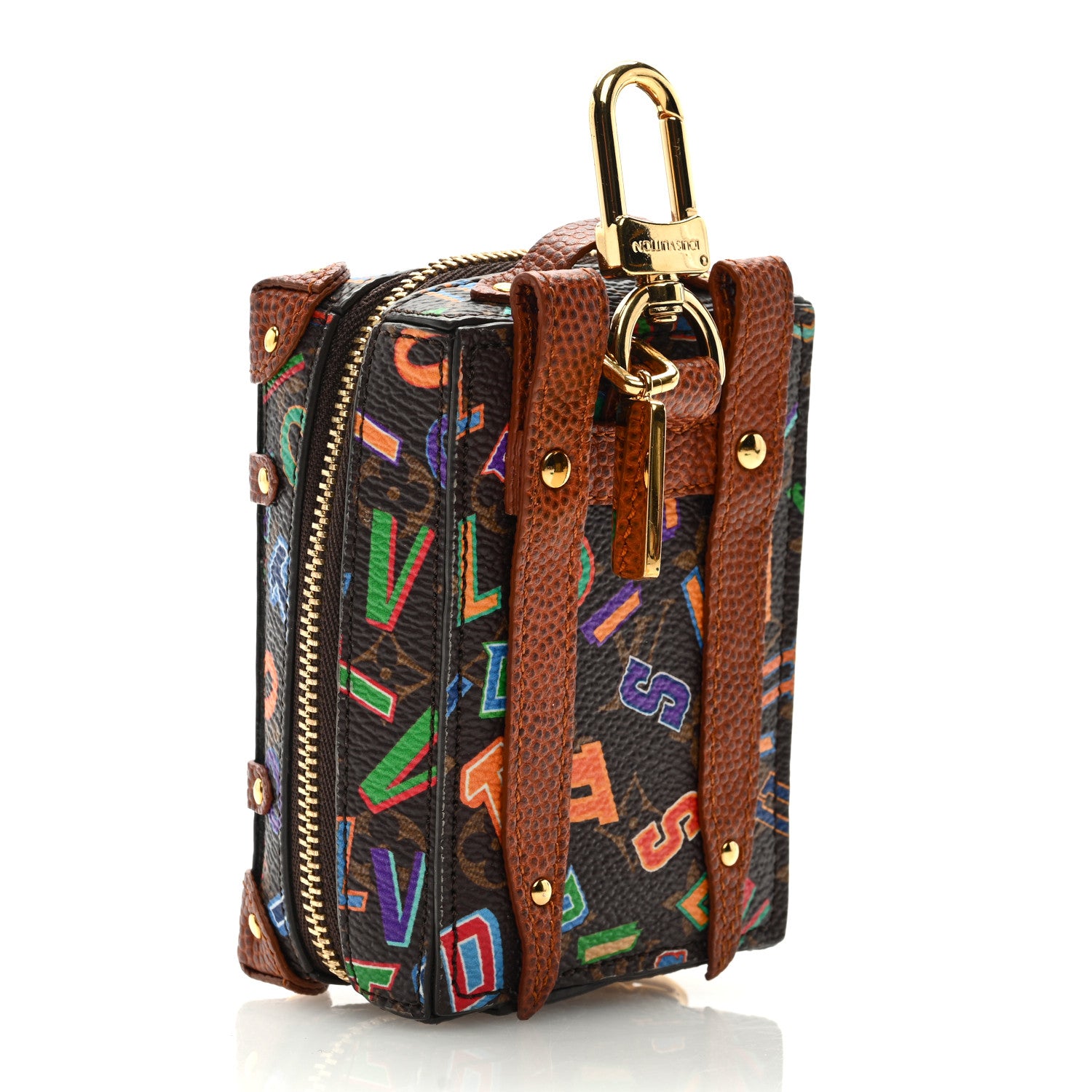 Louis Vuitton X NBA Grained Calfskin Monogram Trunk Backpack Pouch Bag Charm Key Ring Brown Multicolor 3 of 6