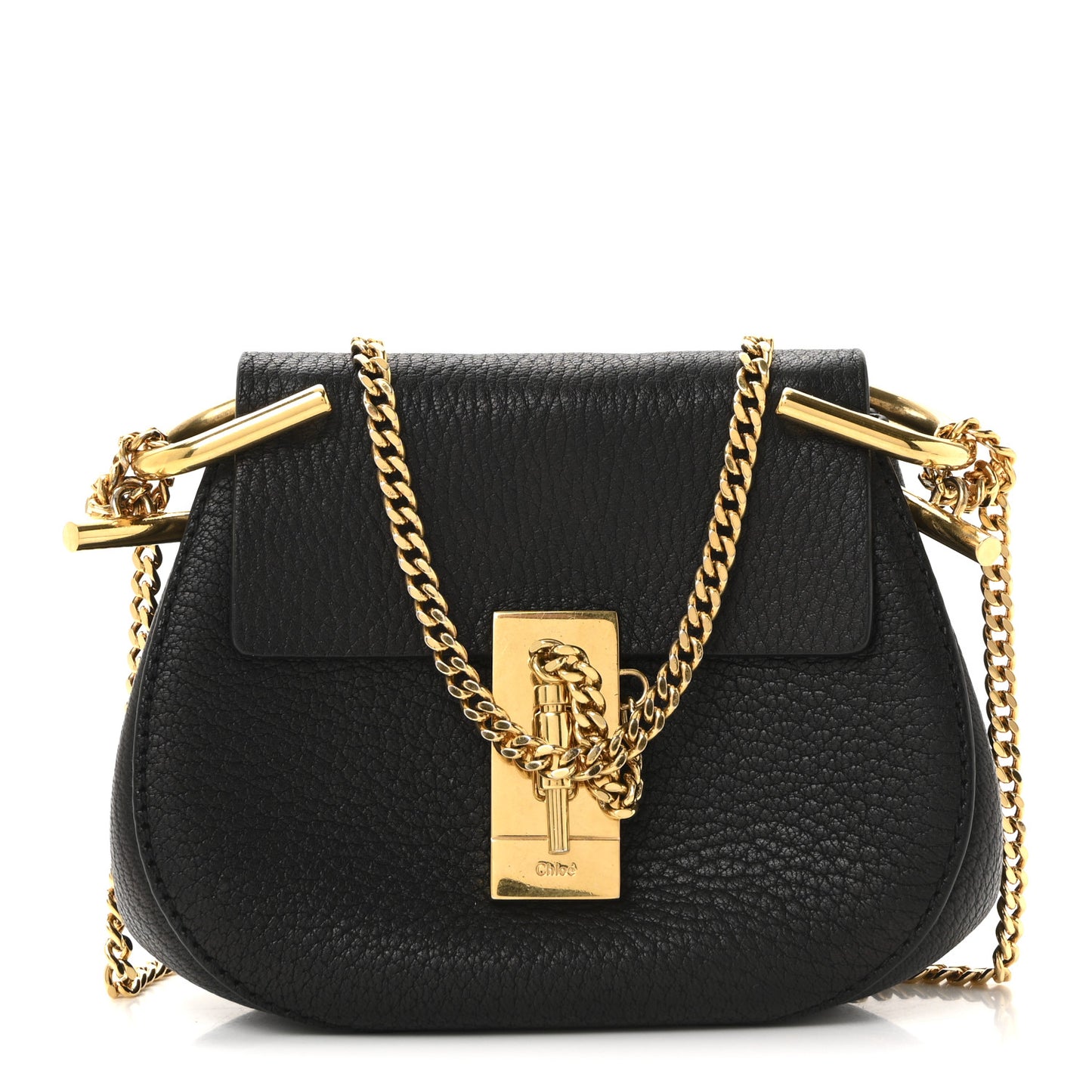 Grained Lambskin Nano Drew Shoulder Bag Black