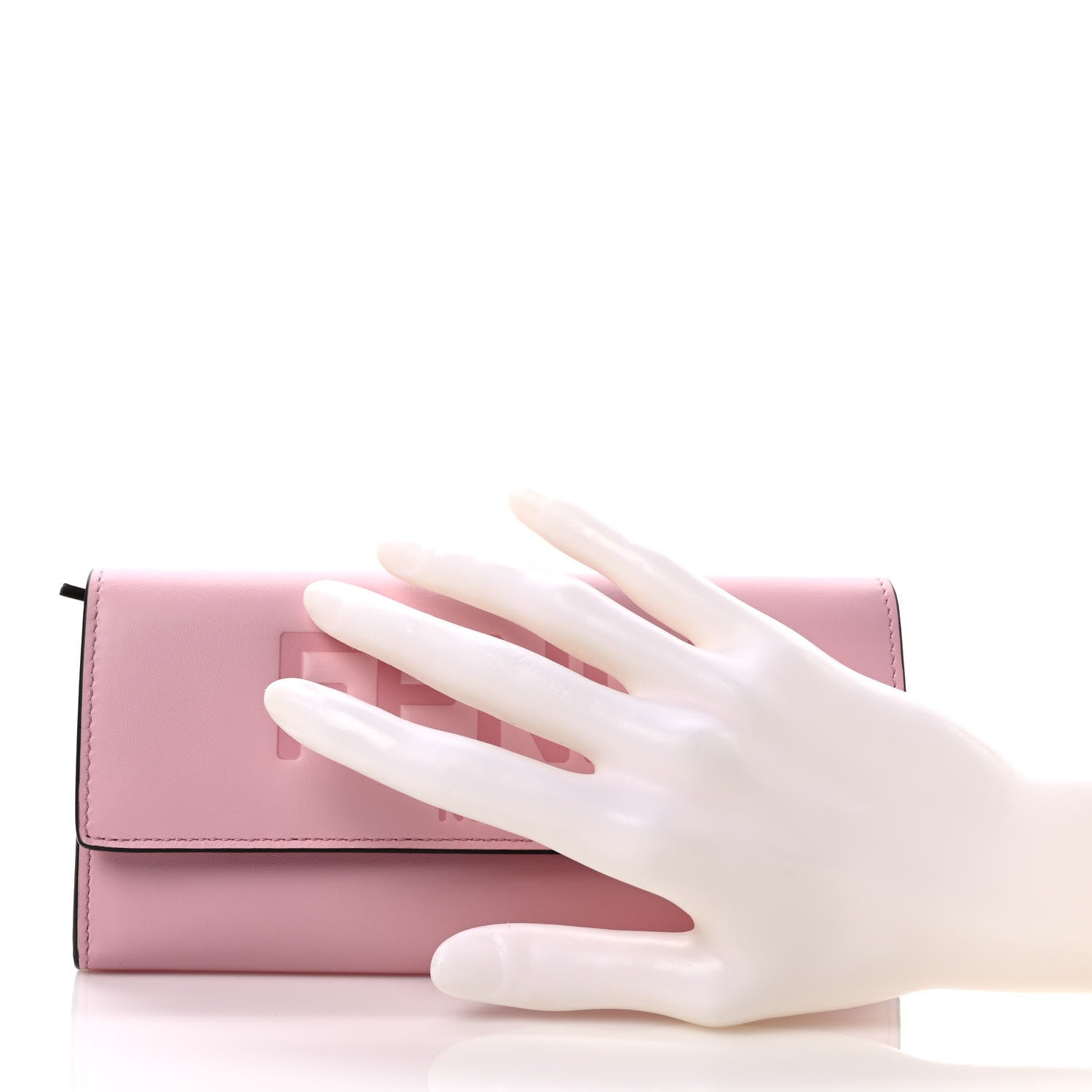 Fendi Vitello King Tamponato Logo Embossed Continental Wallet Rosa Acquerello 2 of 8