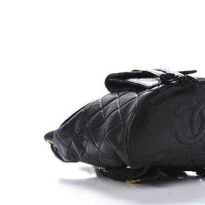 Chanel Lambskin Quilted Drawstring Backpack Black 5 of 16