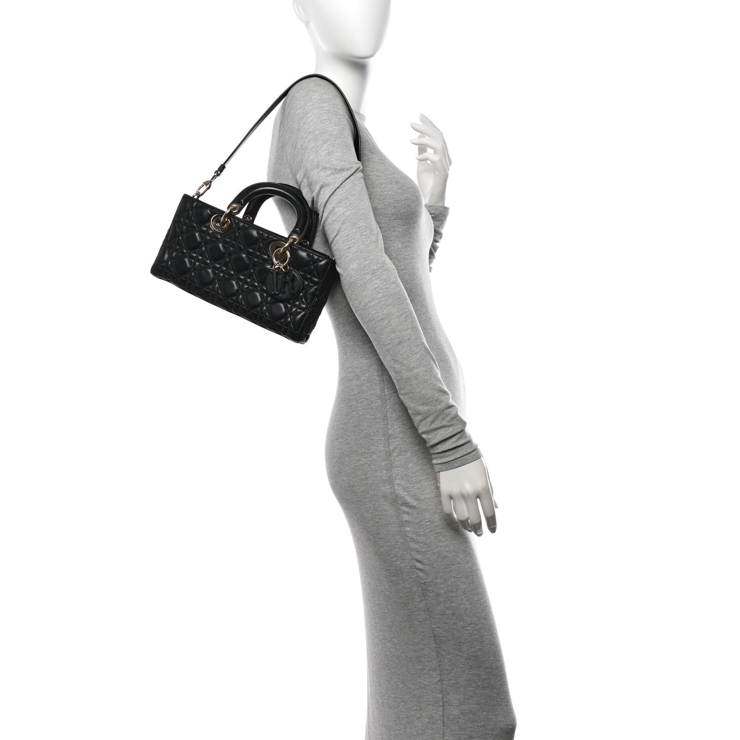Christian Dior Lambskin Cannage Medium Lady D-Joy Black 2 of 10