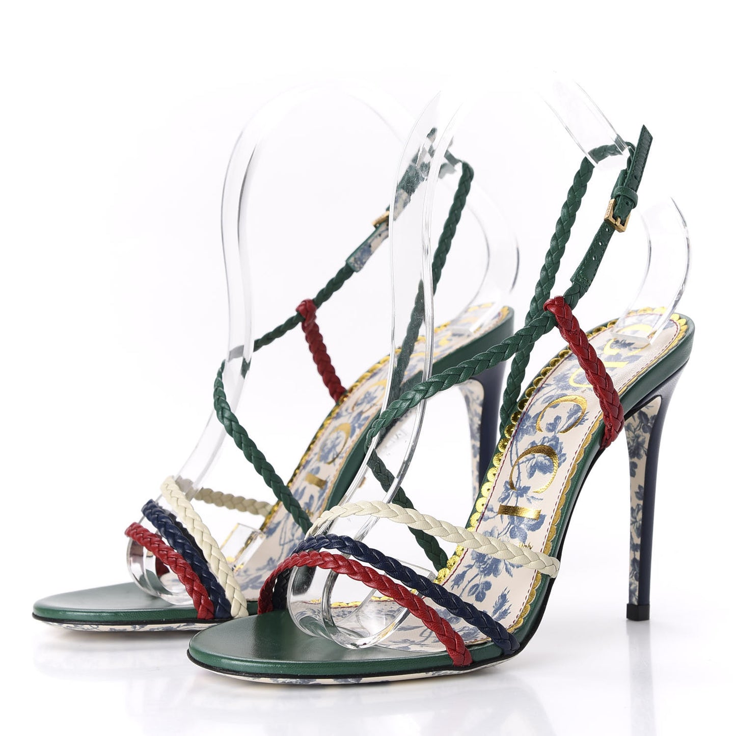Malaga Kid Braided Haines High Heel Sandals 38 Emerald