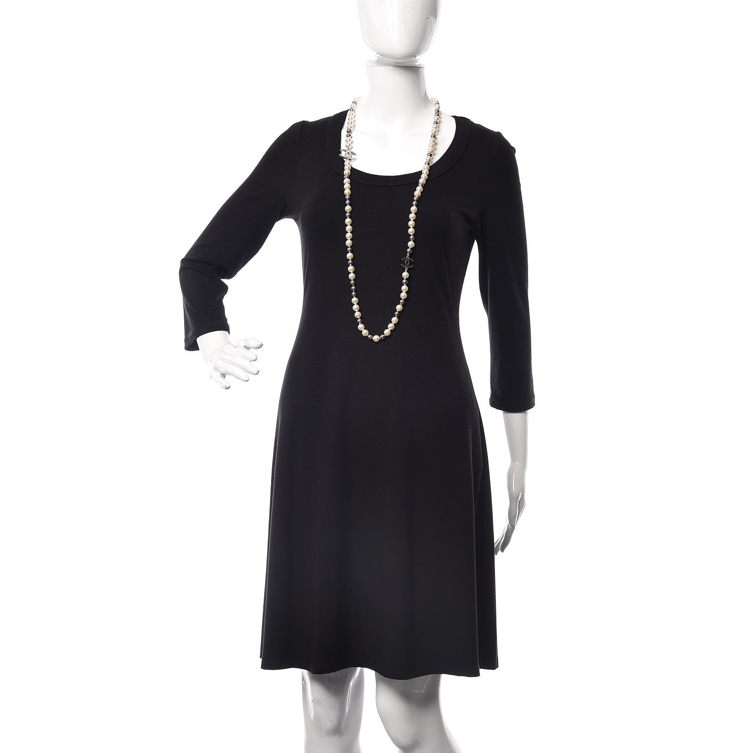 Chanel Pearl Bead CC Long Necklace Silver 2 of 5