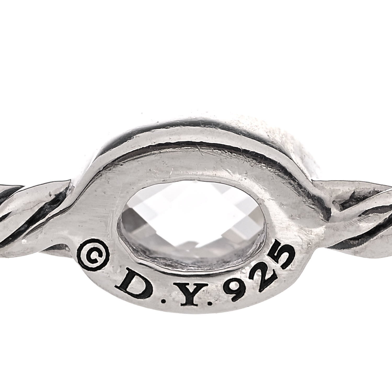 David Yurman Sterling Silver Crystal Color Classics Cable Bangle Bracelet Set of 2 4 of 5