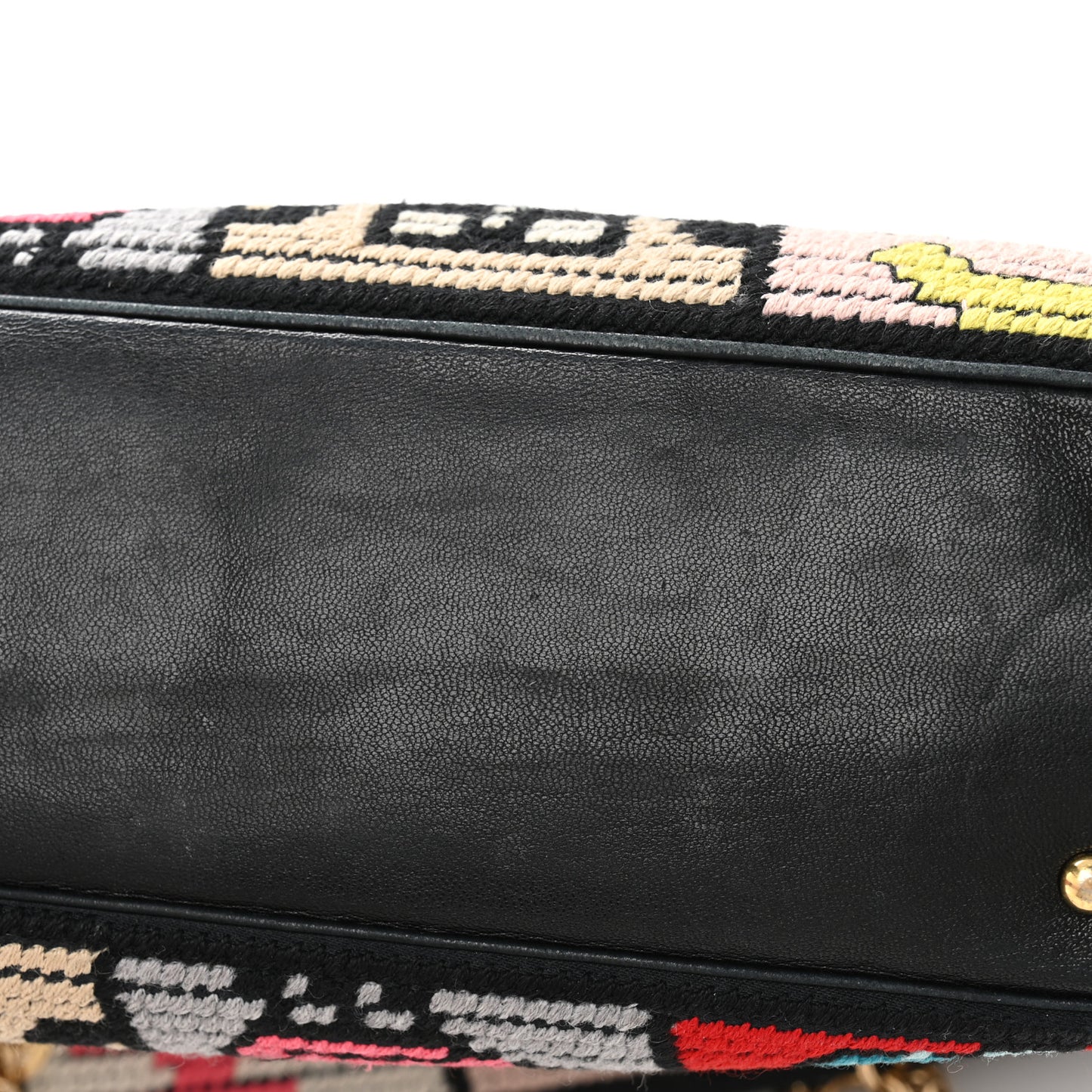 Needlepoint Precious Symbols Shoulder Bag Black