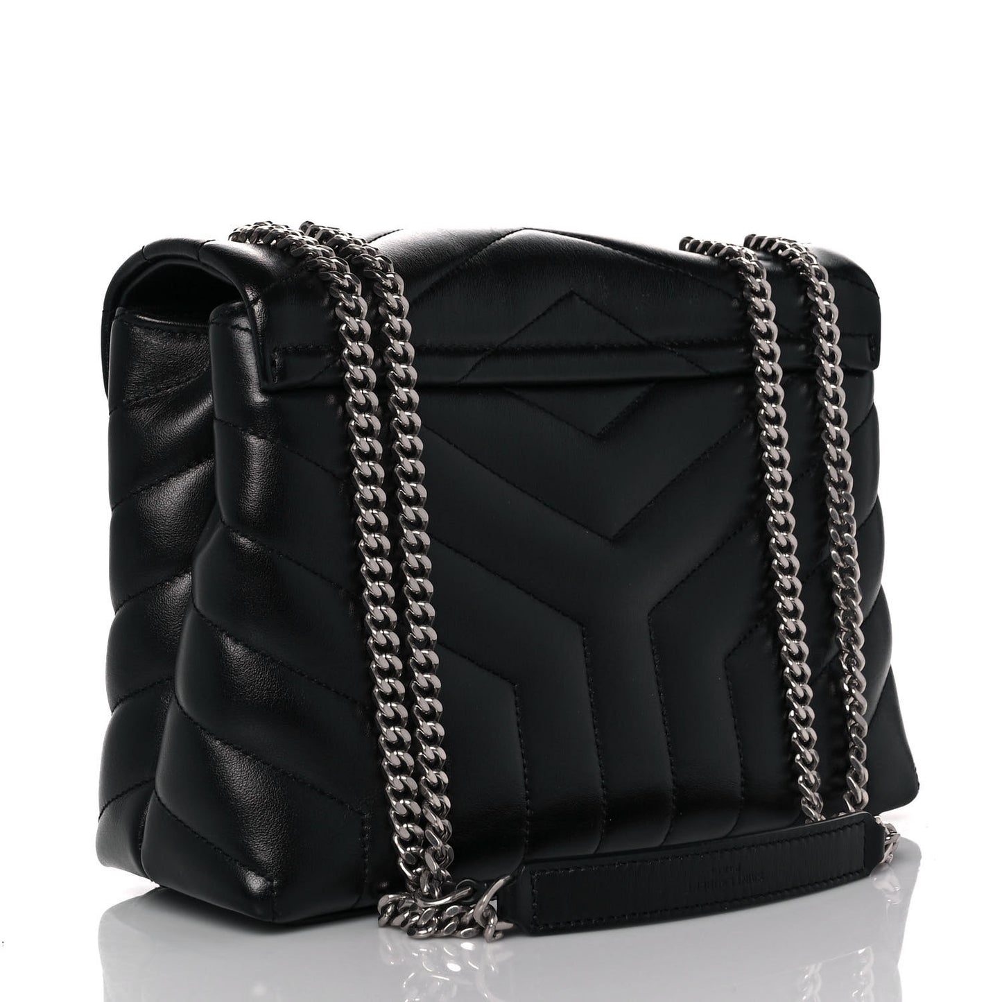 Calfskin Y Quilted Monogram Small Loulou Chain Satchel Black