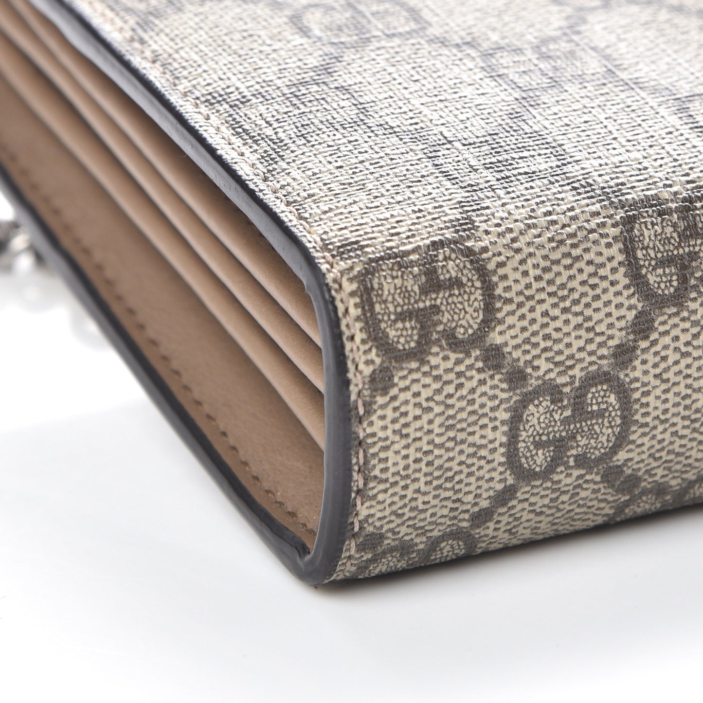 GG Supreme Monogram Mini Dionysus Chain Wallet Beige Taupe