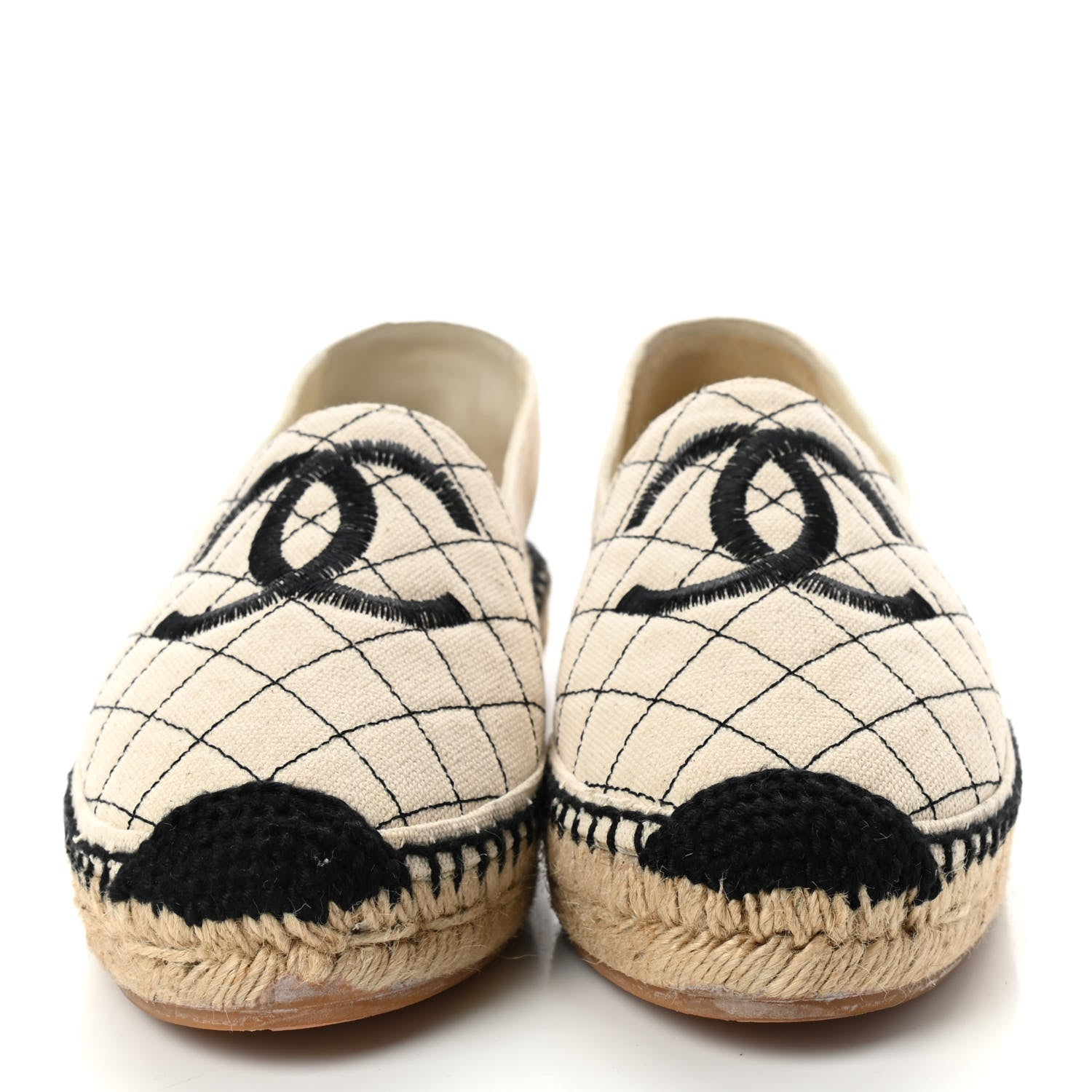 Chanel Fabric Biarritz CC Espadrilles 39 Beige Black 2 of 9