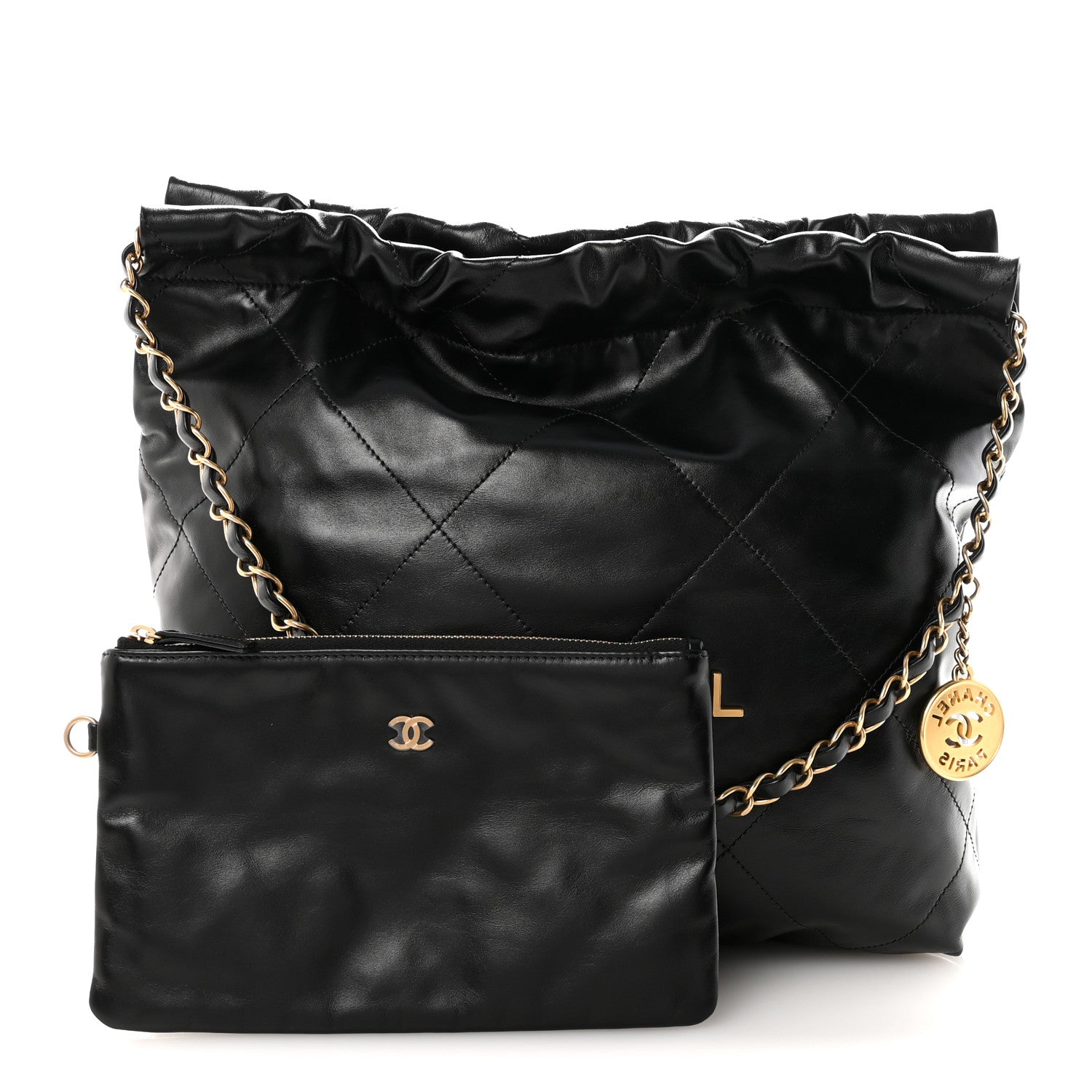 Chanel Shiny Calfskin Quilted Small Chanel 22 Black 3 of 11