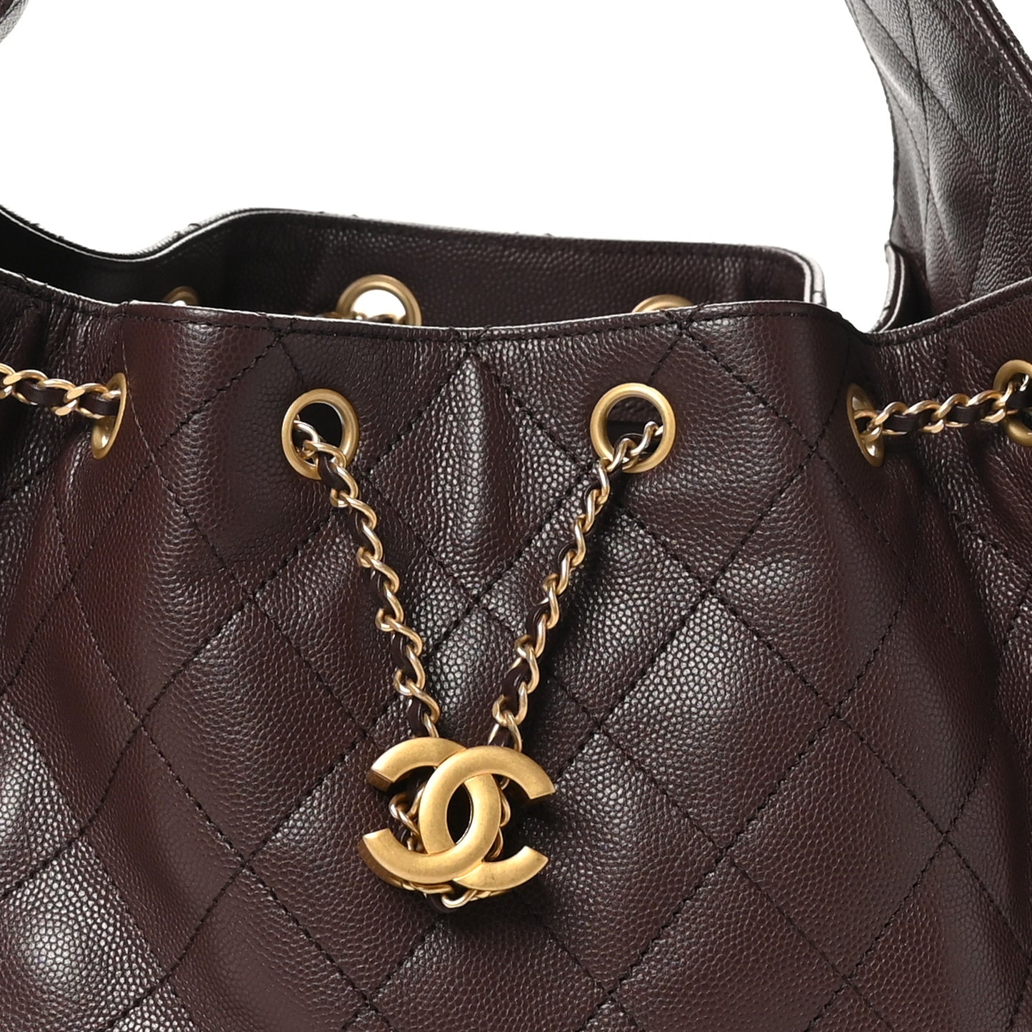Caviar Quilted Small Chanel 25 Handbag Dark Brown