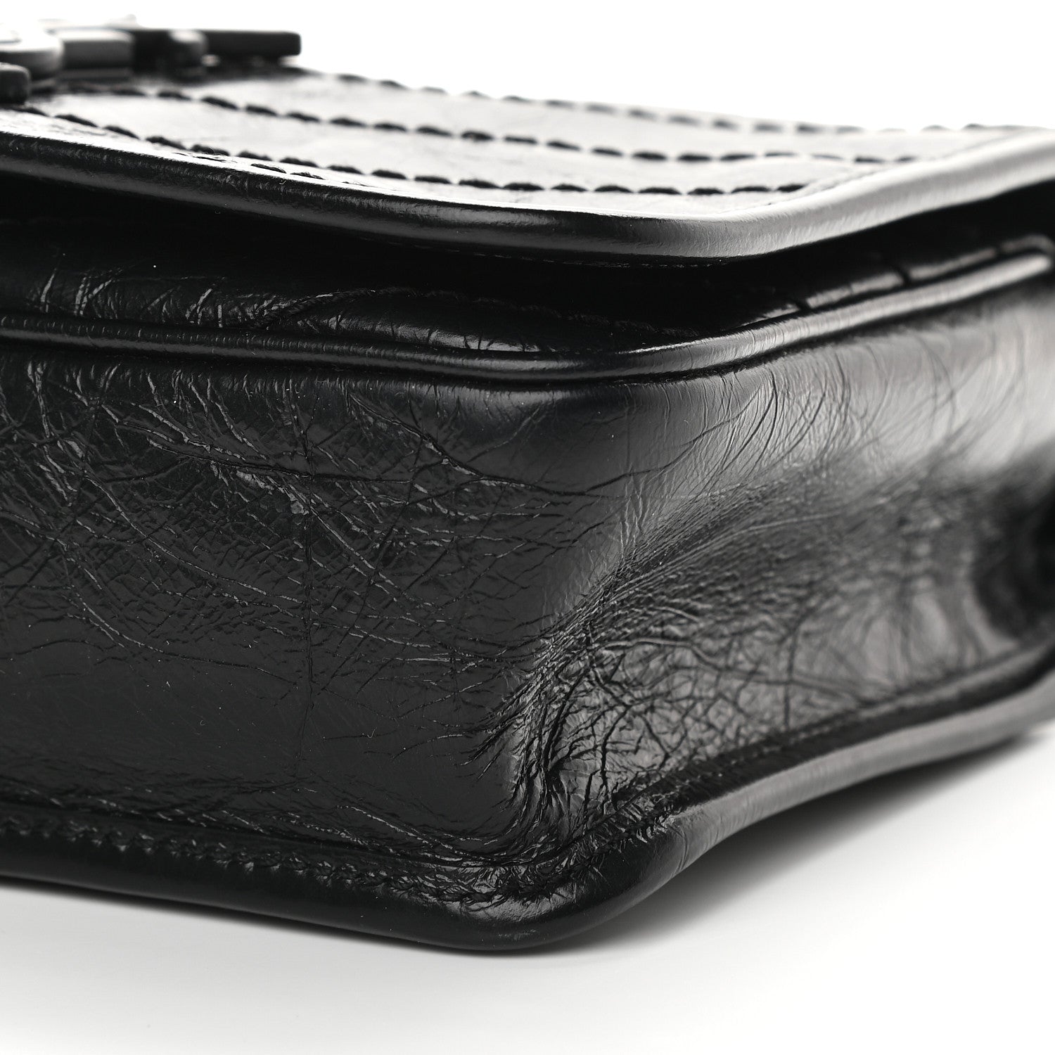 Saint Laurent Crinkled Calfskin Matelasse Monogram Niki Chain Wallet Black 9 of 10