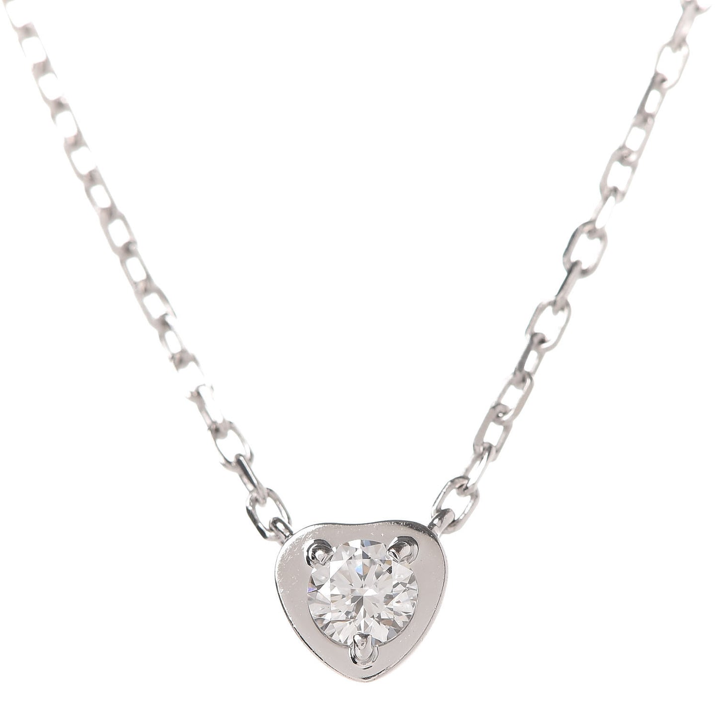 18K White Gold Diamond D'Amour Heart Pendant Necklace