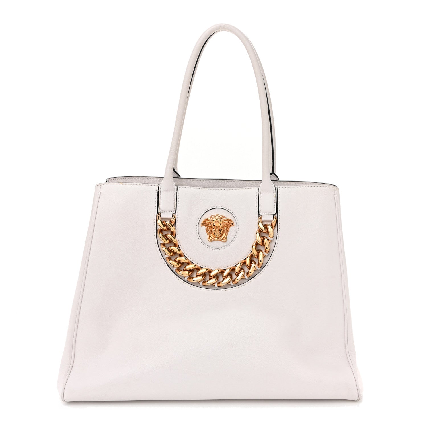 Versace Grained Calfskin La Medusa Chain Tote White 1 of 10