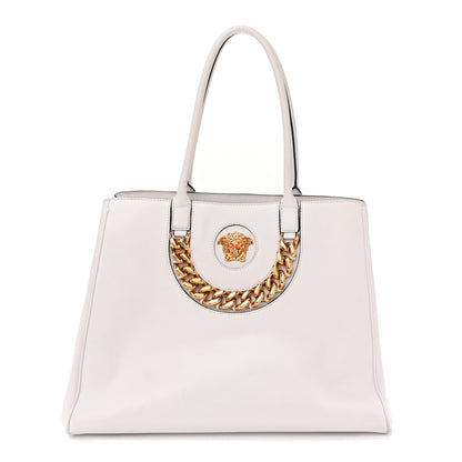Versace Grained Calfskin La Medusa Chain Tote White 1 of 10