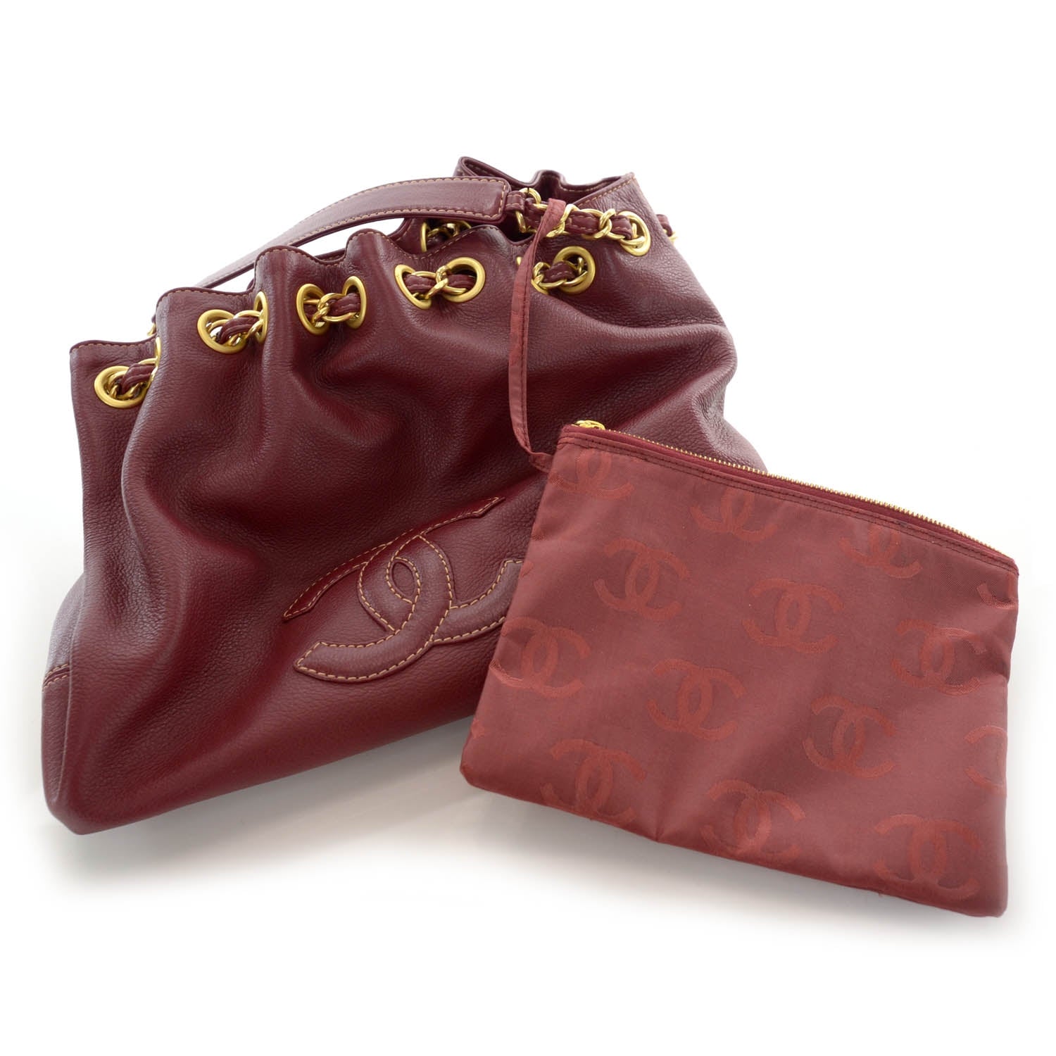 Chanel Calfskin CC Drawstring Bucket Bag Red 5 of 7