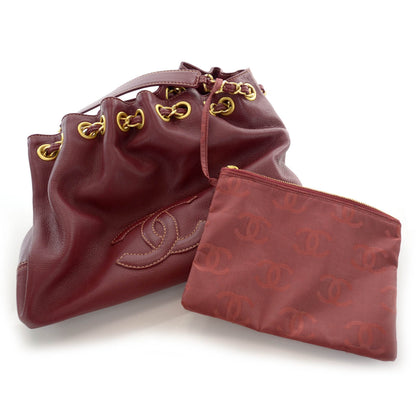 Chanel Calfskin CC Drawstring Bucket Bag Red 5 of 7
