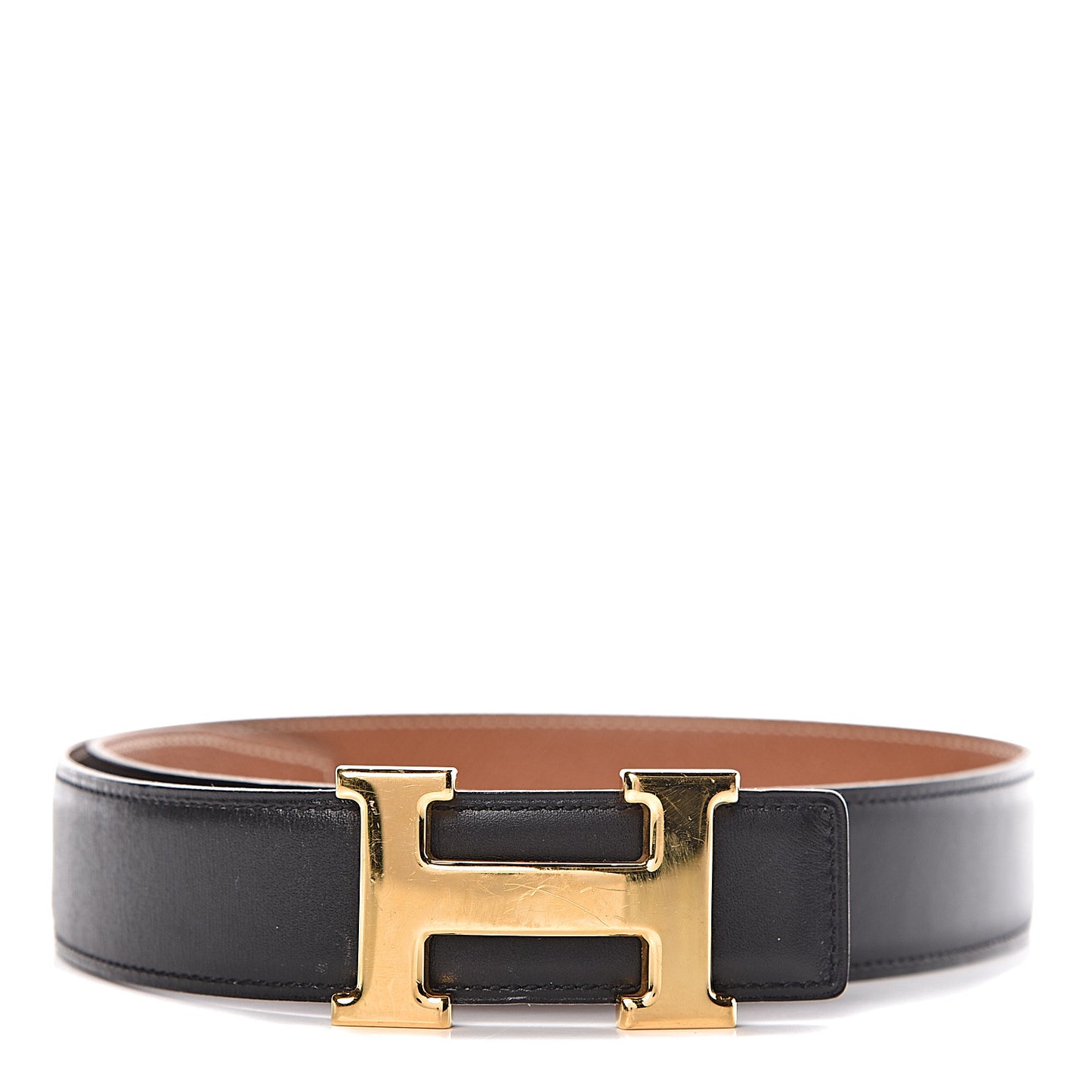 Box Courchevel 32mm H Belt 65 Black Gold