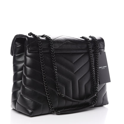 Saint Laurent Calfskin Y Quilted Monogram Medium Loulou Chain Satchel Black 2 of 10