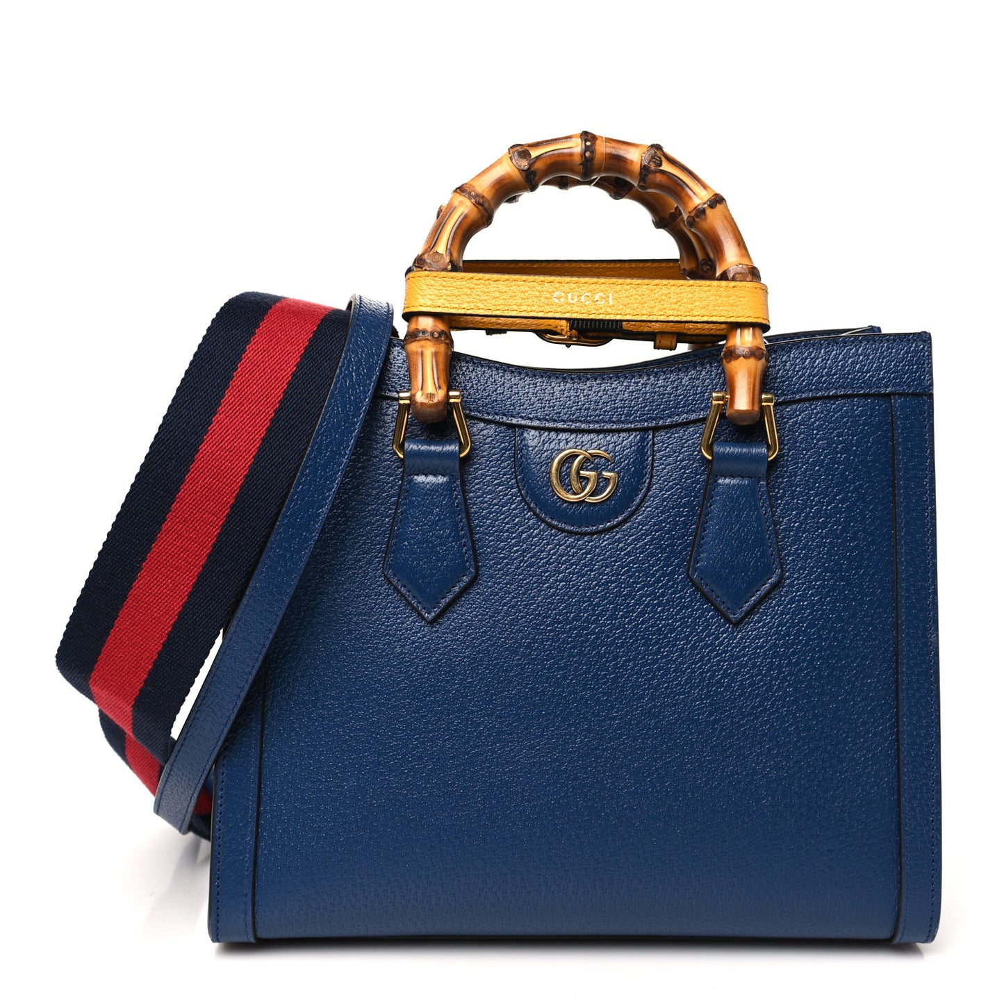 Textured Dollar Calfskin Web Small Diana Tote Bag Royal Crop