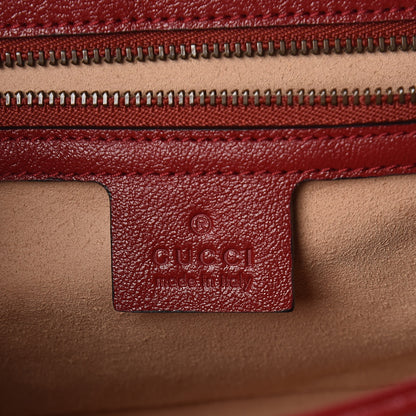 Gucci Vintage Effect Calfskin Matelasse Diagonal Small Torchon GG Marmont Shoulder Bag Black Romantic Cherry 6 of 9