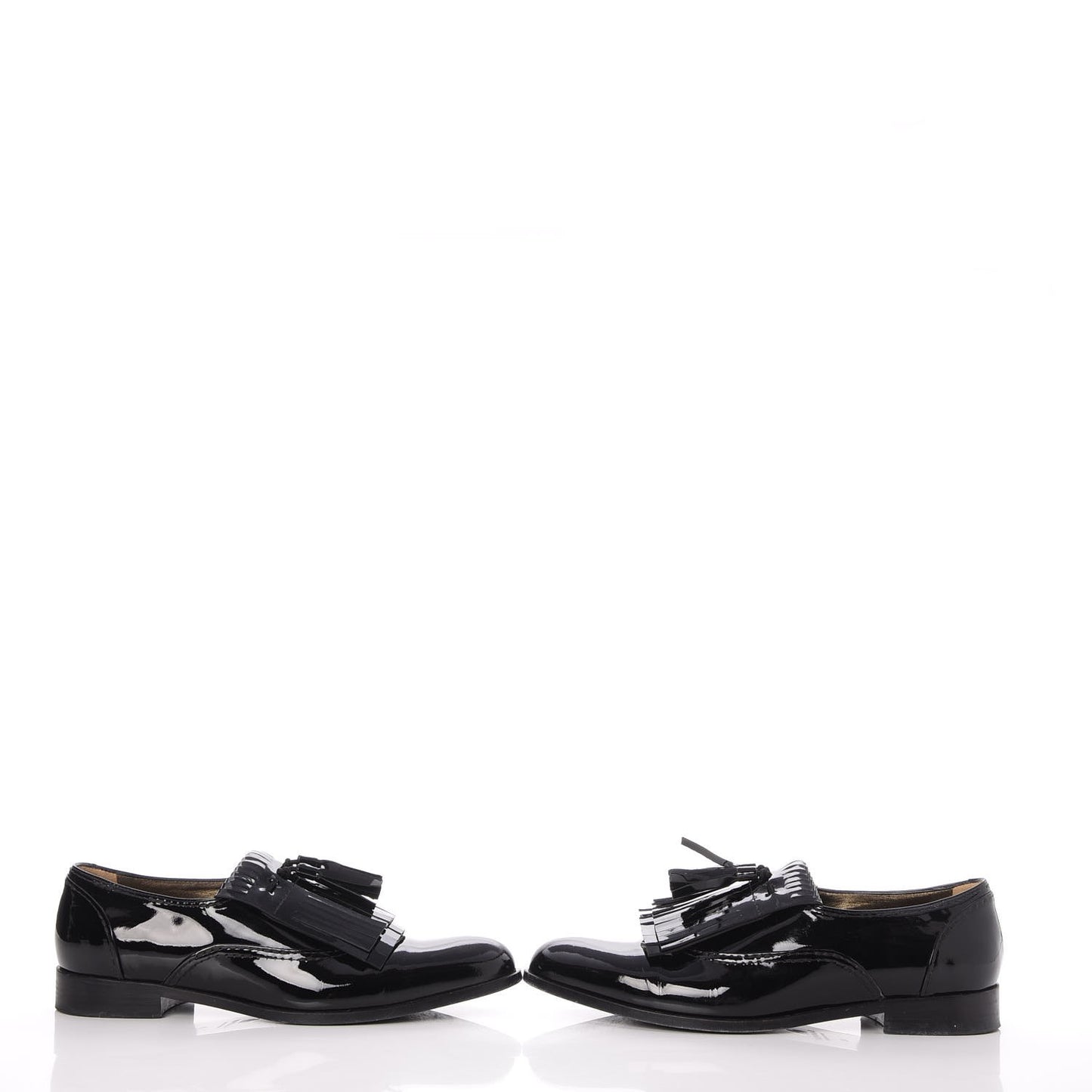 Patent Mila Tassel Fringe Loafers 39 Black