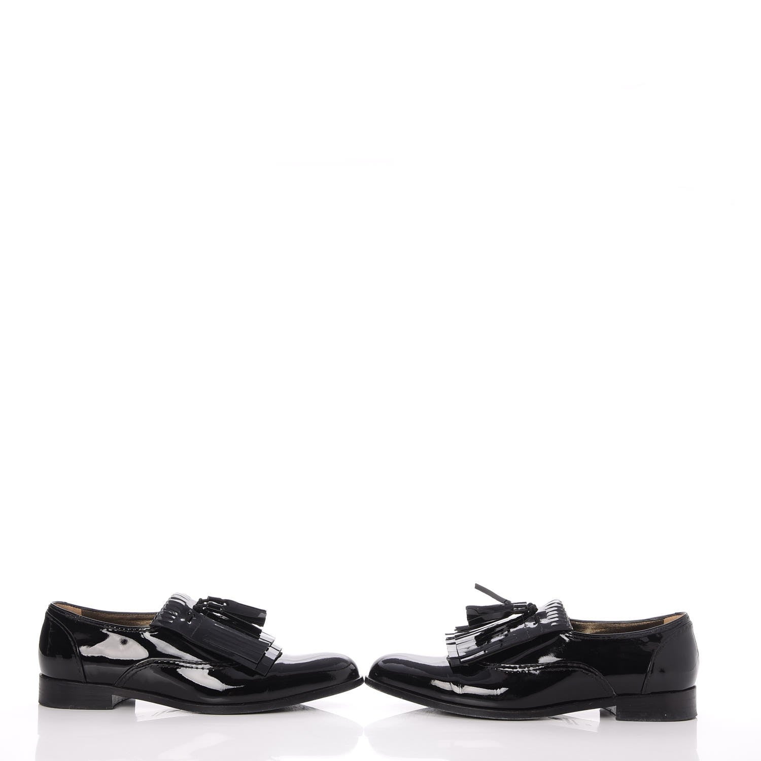 Lanvin Patent Mila Tassel Fringe Loafers 39 Black 5 of 13