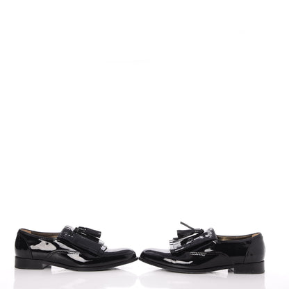 Lanvin Patent Mila Tassel Fringe Loafers 39 Black 5 of 13