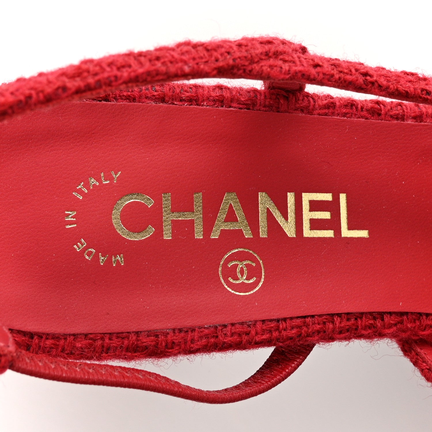Chanel Tweed Patent Cap Toe CC Slingback Pumps 39.5 Red Black 7 of 13