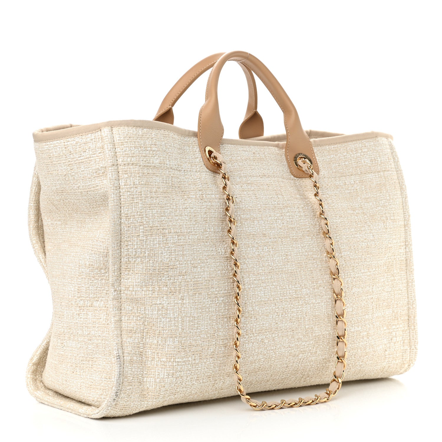 Chanel Canvas Large Deauville Tote Light Beige 3 of 10