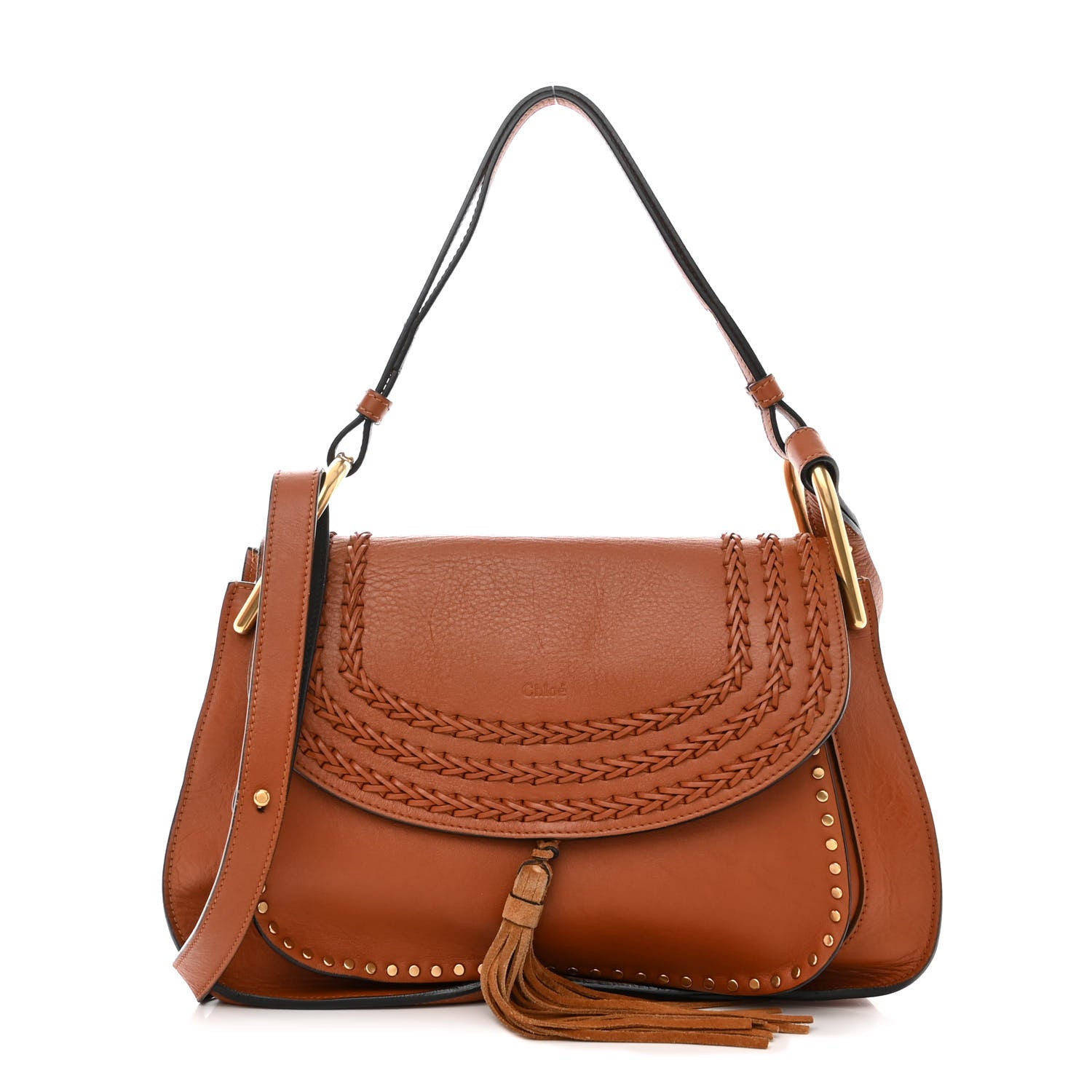 Chloe Calfskin Medium Braided Hudson Double Carry Shoulder Bag Caramel 1 of 15