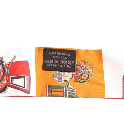 Hermes Silk Les Voitures Exquises Twilly Orange Beige Kaki 2 of 6