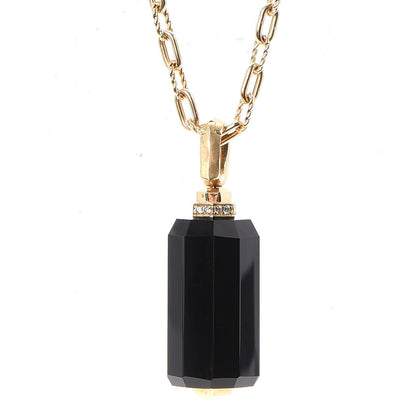 David Yurman 18K Yellow Gold Diamond Black Onyx Barrels Pendant Necklace 4 of 6