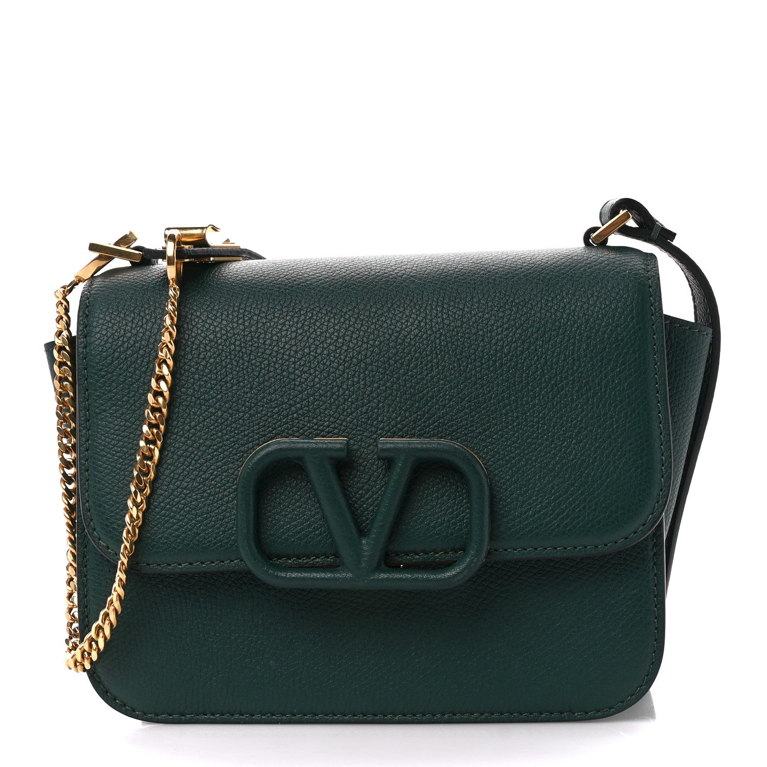 Valentino Garavani Grainy Calfskin Small VSling Shoulder Bag English Green 1 of 11