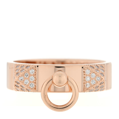 Hermes 18K Rose Gold Diamond PM Collier de Chien Ring 53 6.5 1 of 5