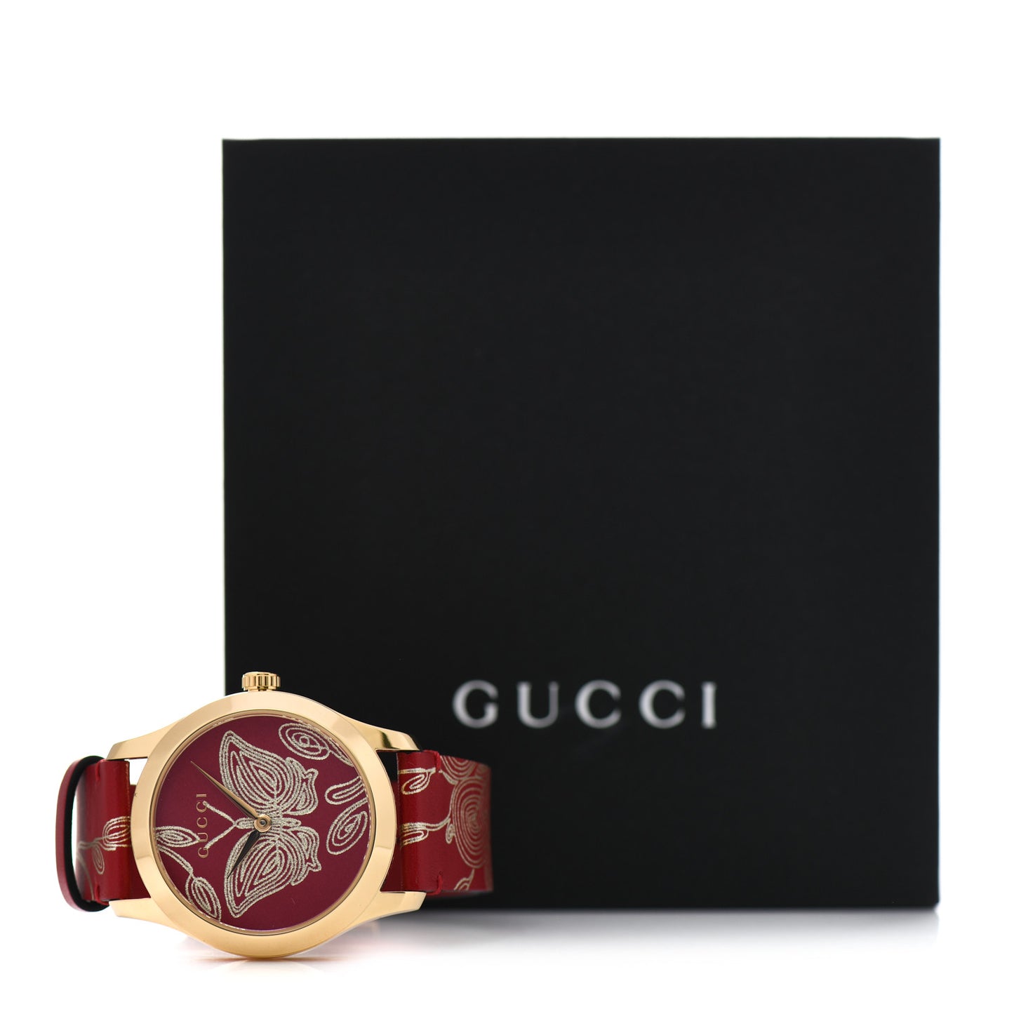 Stainless Steel Calfskin 38mm G-Timeless Butterfly Quartz Watch Red