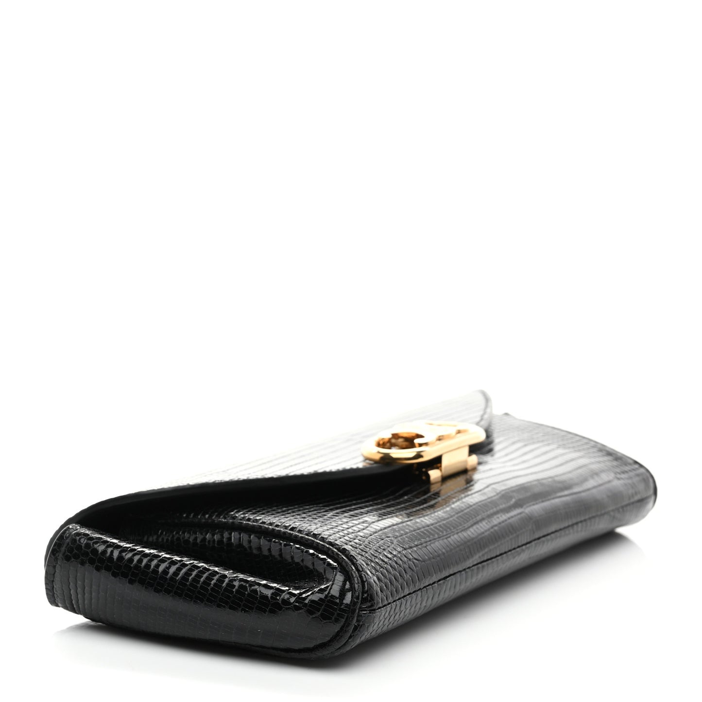 Shiny Lizard Maillon Triomphe Clutch Black