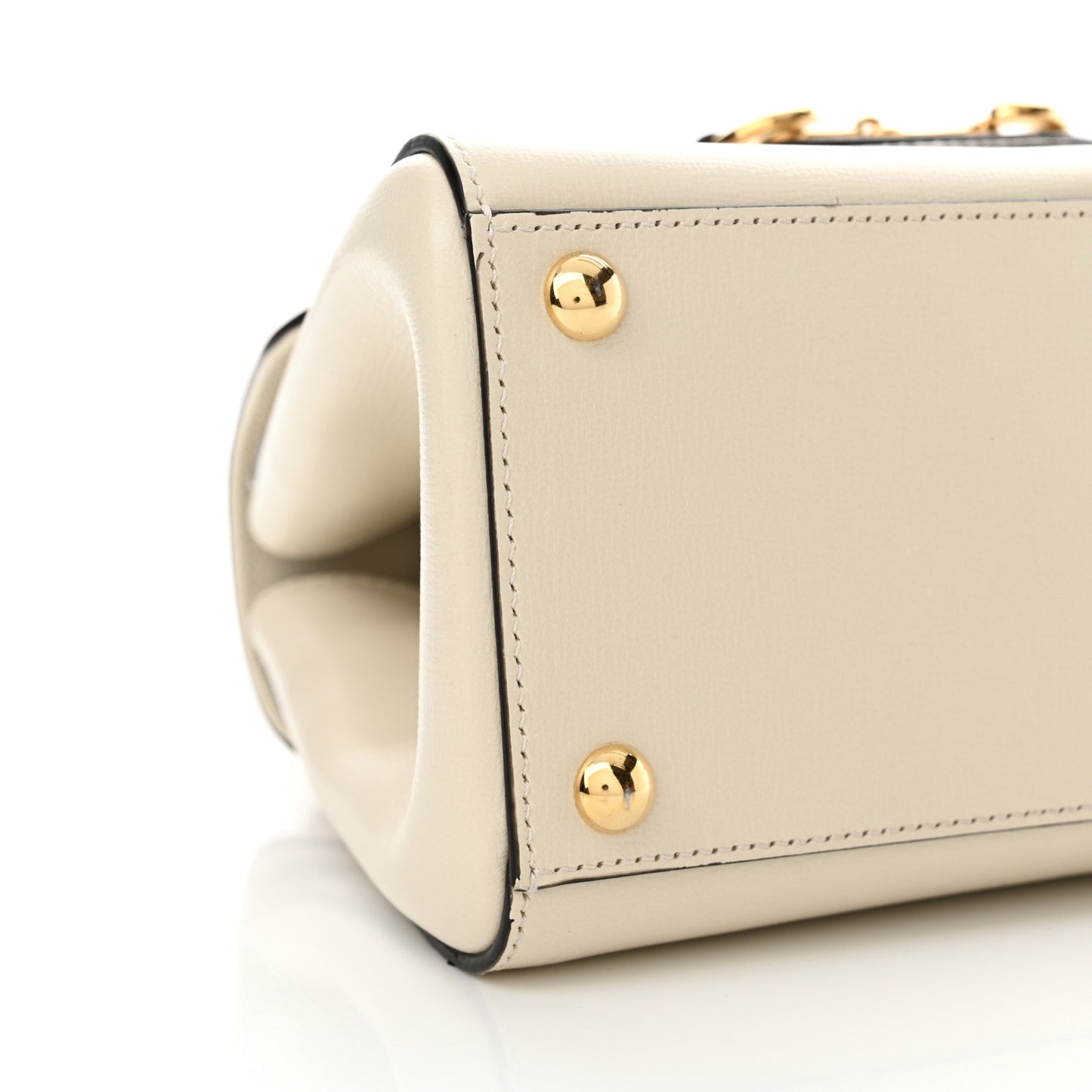 Glazed Textured Calfskin Mini Horsebit 1955 Top Handle Flap Bag Mystic White