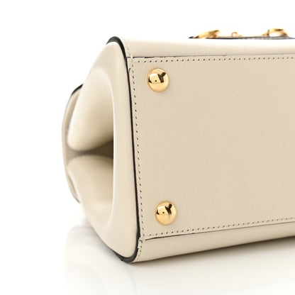 Gucci Glazed Textured Calfskin Mini Horsebit 1955 Top Handle Flap Bag Mystic White 9 of 13