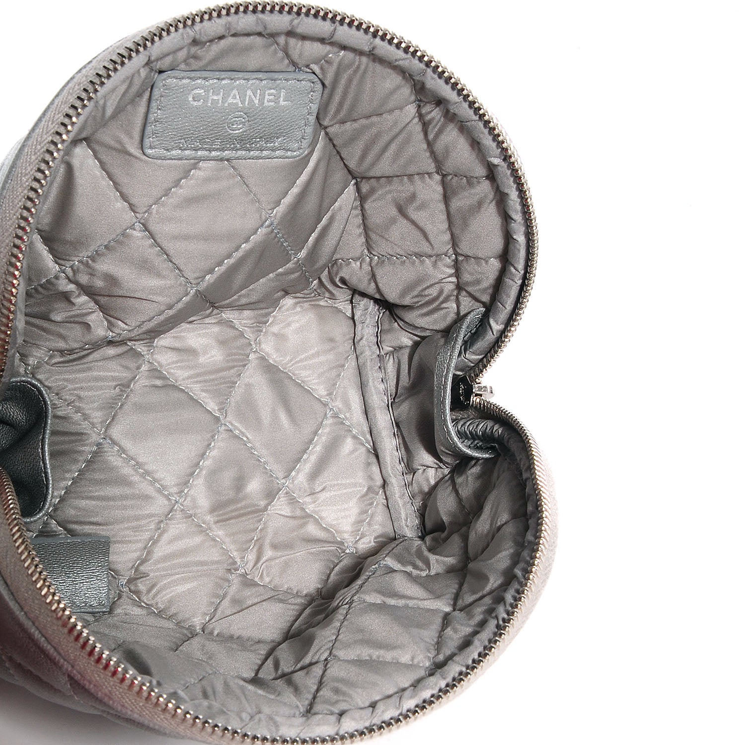 Chanel Lambskin Quilted Cosmetic Case Silver 5 of 7